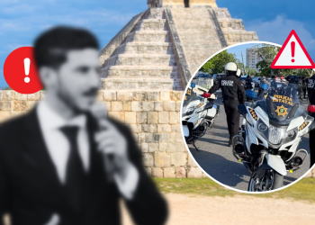 Montaje Gráfico Que Contrasta Una Conferencia Borrosa De Samuel García Con Una Escena De Policía Estatal Y Una Alerta En Yucatán, Simbolizando Tensiones Entre Samuel García Y Yucatán. › Regiadísticas