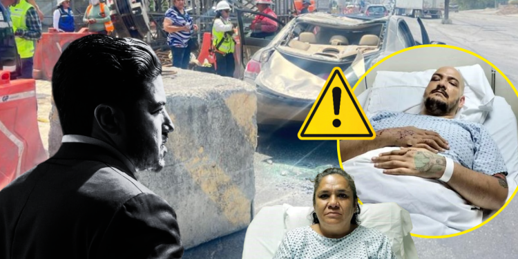 Man in a Suit Observes a Construction-site Crash; a Yellow Warning Sign Overlays a Circular Inset of Two Hospitalized Patients. › Regiadísticas