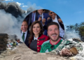 Nuevo-leon-a-46-grados › Regiadísticas Smiling Group Taking a Selfie over a Smoky Landfill and Piles of Trash in the Background. › Regiadísticas